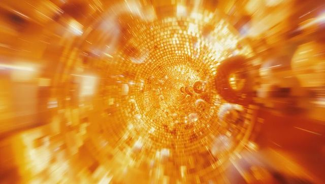 Radiant golden vortex symbolizing futuristic energy and motion