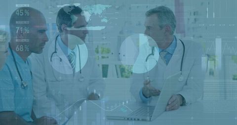 doctors discussing healthcare data with futuristic interface overlay - Download Free Stock Images Pikwizard.com