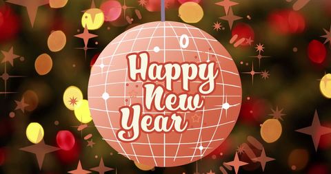 Festive New Year Disco Ball with Bright Colored Lights