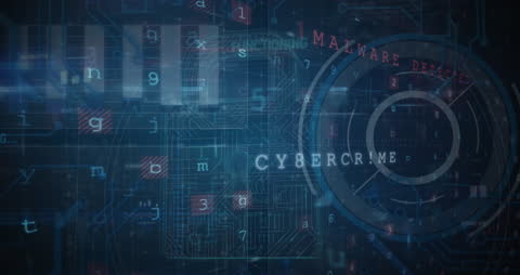 Digital Circuit Board with Cybercrime Elements Animation