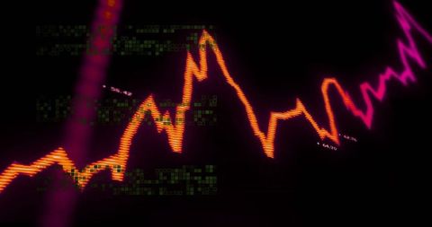 Dynamic Neon Line Chart in Futuristic Digital Background