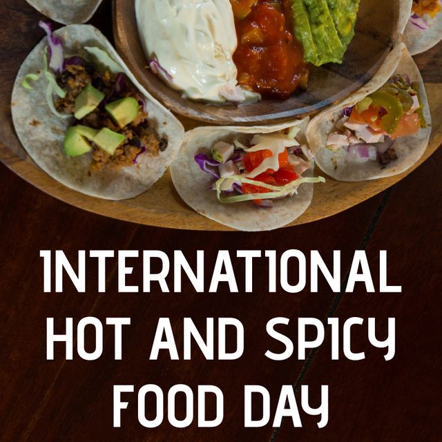 Celebrating International Hot and Spicy Food Day with Festive Tacos - Download Free Stock Templates Pikwizard.com