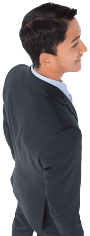 Smiling Asian Businessman in Formal Suit on Transparent Background