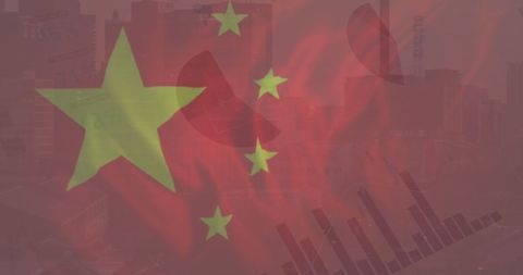 Chinese Flag and Financial Data Overlay Cityscape - Download Free Stock Images Pikwizard.com