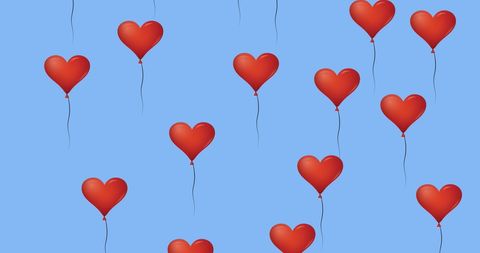 Heart Balloons in Sky with Two Masked Women Silhouettes Concept