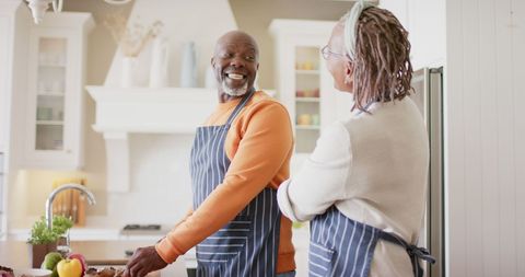 Happy Senior African American Couple Cooking Together in Kitchen - Download Free Stock Images Pikwizard.com