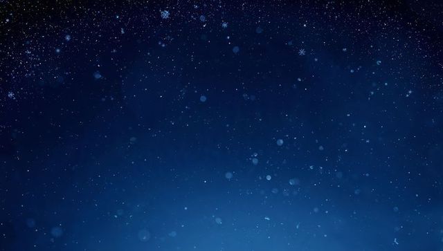 Shimmering Deep Blue Starfield with Snowflake Bokeh for Winter Holiday Backgrounds