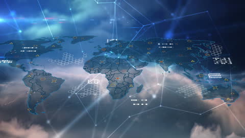 Global Data Connections: Digital World Map with Statistics