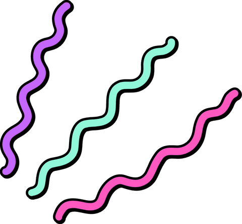 Colorful wavy lines transparent abstract shapes