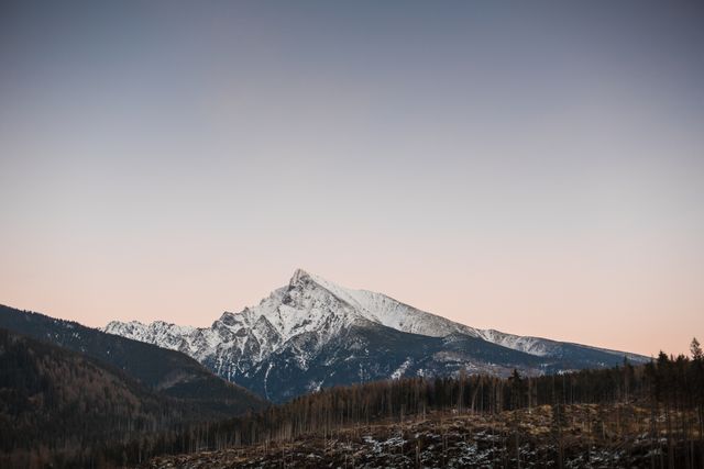 Snow-capped Mountain Peak at Sunrise with Clear Sky - Download Free Stock Images Pikwizard.com