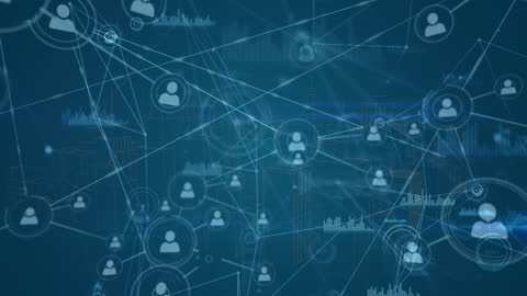 Digital Network Connections and Global Interaction Icons