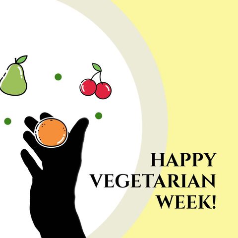 illustrative happy vegetarian week poster with fruit icons - Download Free Stock Templates Pikwizard.com
