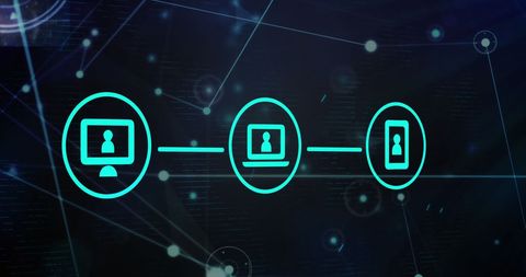 Abstract Digital Network with Icons and Light Trails - Download Free Stock Images Pikwizard.com
