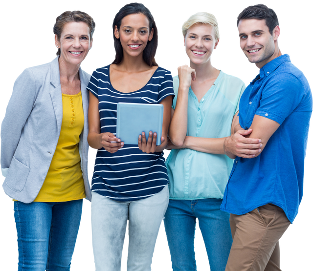 Diverse Group with Tablet on Transparent Background - Download Free Stock Videos Pikwizard.com