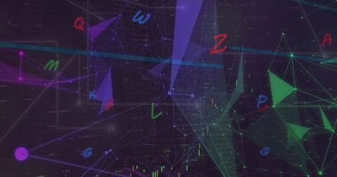 Futuristic Digital Data Processing with Abstract Geometry and Letters - Download Free Stock Images Pikwizard.com