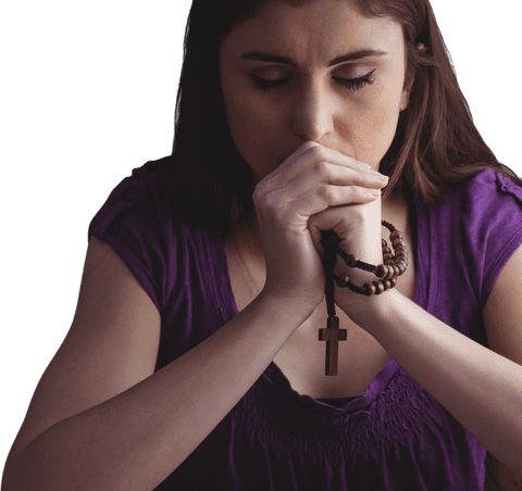 transparent woman praying with rosary beads in hands - Download Free Stock Videos Pikwizard.com