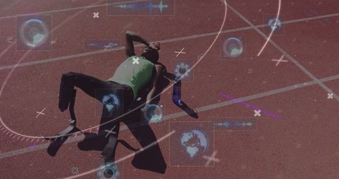 Digital Interface with Disabled Athlete Resting on Track - Download Free Stock Images Pikwizard.com