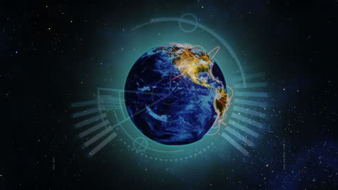 Illustrated Digital Globe with Data Visualization Overlay