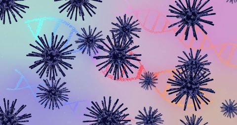 3d animation of covid-19 cells and dna strands