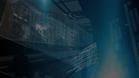 Digital Data Overlay on Urban Cityscape at Night