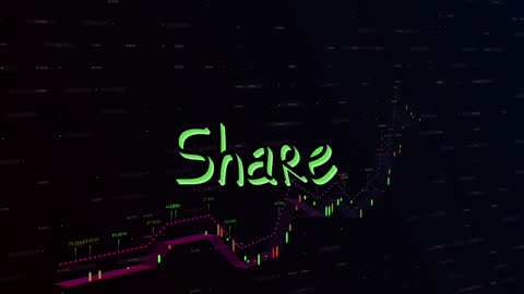 Digital Animation with 'Share' Text and Data Graph Visuals