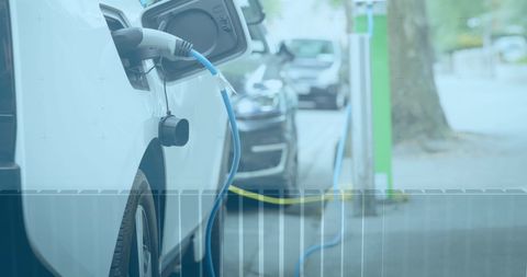Electric Vehicles Charging with Statistical Overlay Illustration - Download Free Stock Images Pikwizard.com