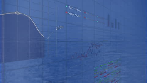 Futuristic Data Processing Overlay on Blue Digital Screen