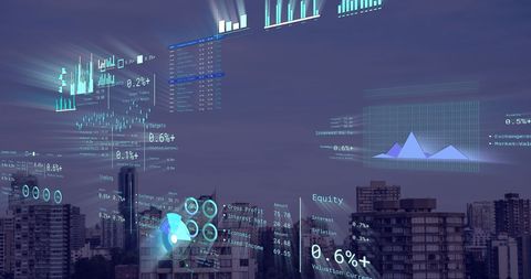 Financial Data Visualization in Urban Cityscape - Download Free Stock Images Pikwizard.com