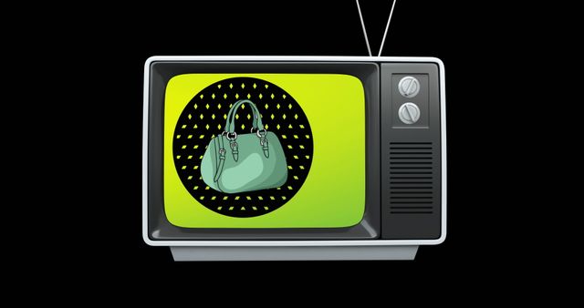 Handbag Icon Displayed on Retro Television Screen - Download Free Stock Images Pikwizard.com