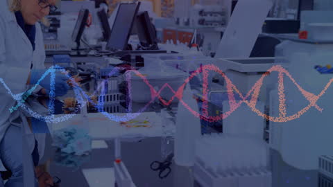 Diverse Scientists Analyzing DNA Samples in Advanced Lab