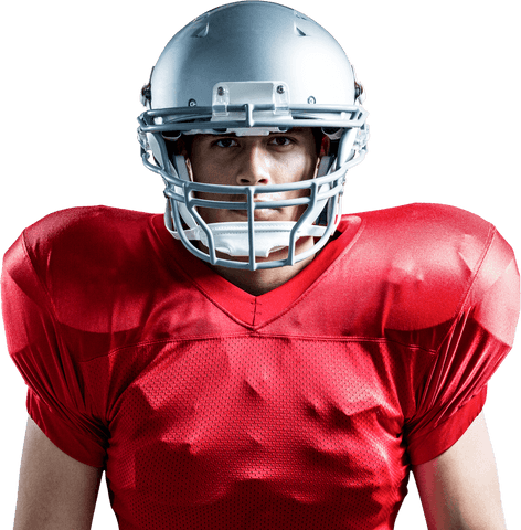 Transparent portrait of american football player in red jersey