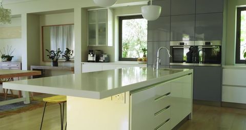 Modern Minimalist Kitchen with Island and Sleek Appliances