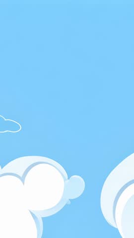 Floating white clouds over soft blue sky vertical video for mobile stories and overlays