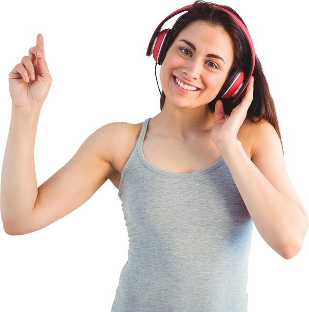 Happy Woman Listening Music Through Headphones Transparent Background - Download Free Stock Videos Pikwizard.com