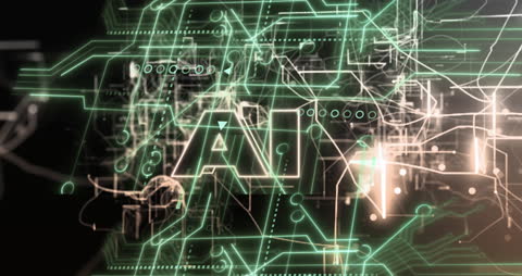 Futuristic Animation of AI in Digital Circuit