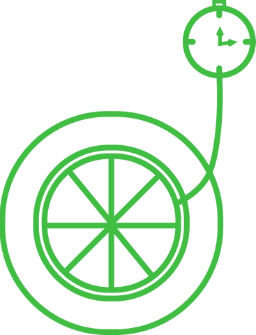 Transparent Green Shapes with Clock on Crisp Background