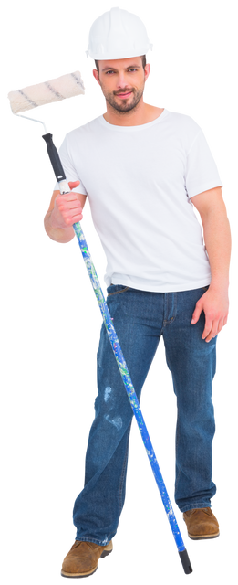 Transparent Background Handyman Painter Holding Paint Roller - Download Free Stock Videos Pikwizard.com