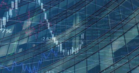 Digital Financial Graphs on Glass Buildings