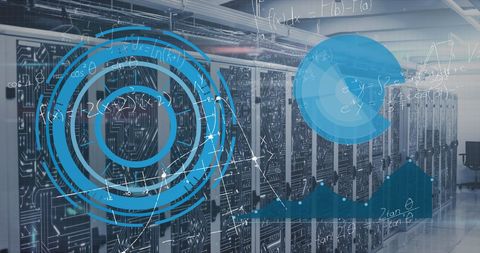 Data Processing Visualization Over Server Room - Download Free Stock Images Pikwizard.com