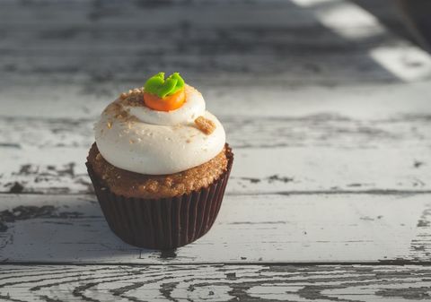 Gourmet carrot cake cupcake with cream cheese frosting