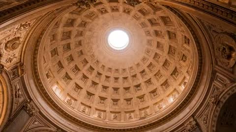 Light Streaming Through Oculus of Cathedral's Coffered Dome
