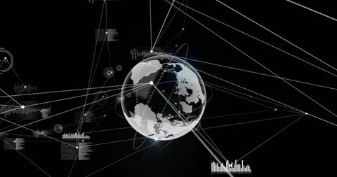 Spinning Globe with Data Visualization on Black Background - Download Free Stock Images Pikwizard.com