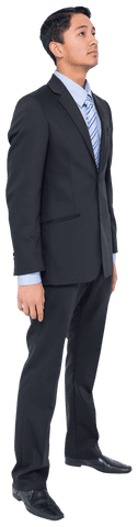 Confident Asian Businessman Posing in Suit on Transparent Background