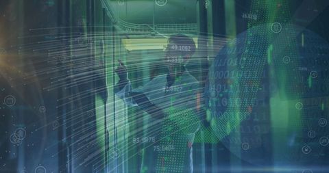 man analyzing server data with holographic technology interface - Download Free Stock Images Pikwizard.com