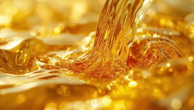 Golden Viscous Liquid Flow with Swirling Ripples