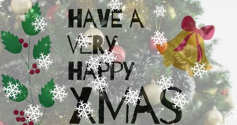 Festive Holiday Greetings with Christmas Tree and Snowflakes