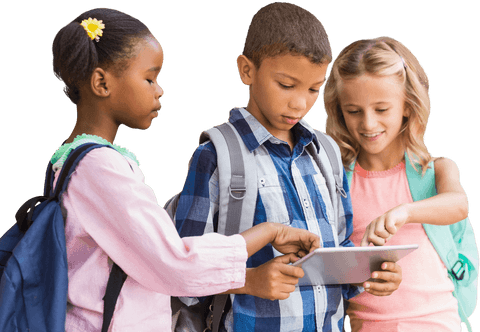 Diverse Students Exploring Digital Tablet for Learning in Transparent Background - Download Free Stock Videos Pikwizard.com