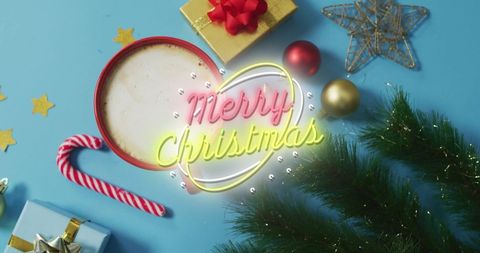 Festive Merry Christmas Design with Holiday Decorations