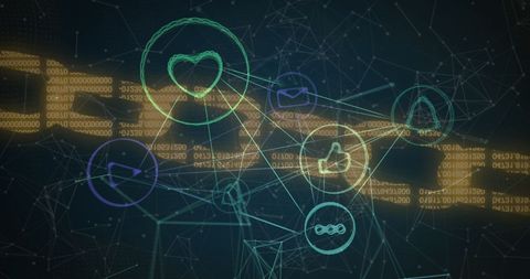 Futuristic Network of Digital Communication Icons in Digital Space - Download Free Stock Images Pikwizard.com