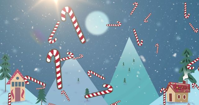 Festive Candy Canes Falling in Winter Wonderland - Download Free Stock Images Pikwizard.com